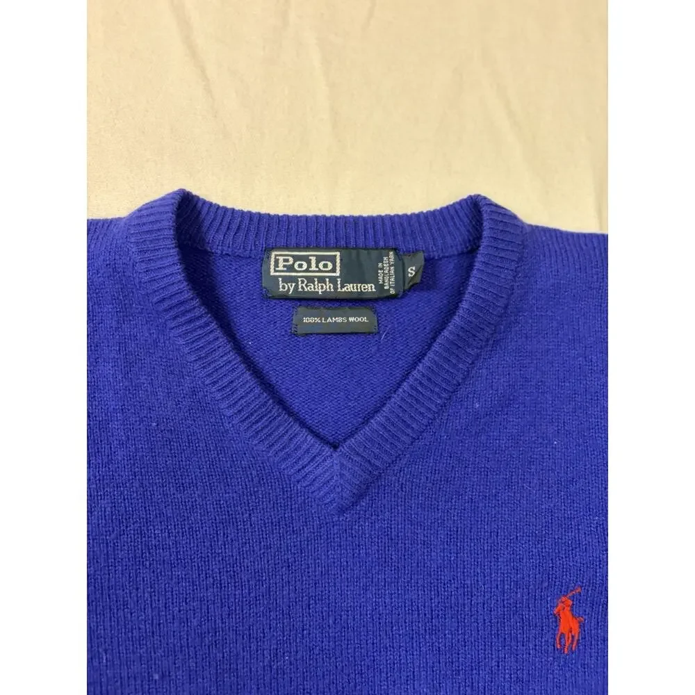 VTG Polo by Ralph Lauren V Neck Sweater 100% Italian Wool